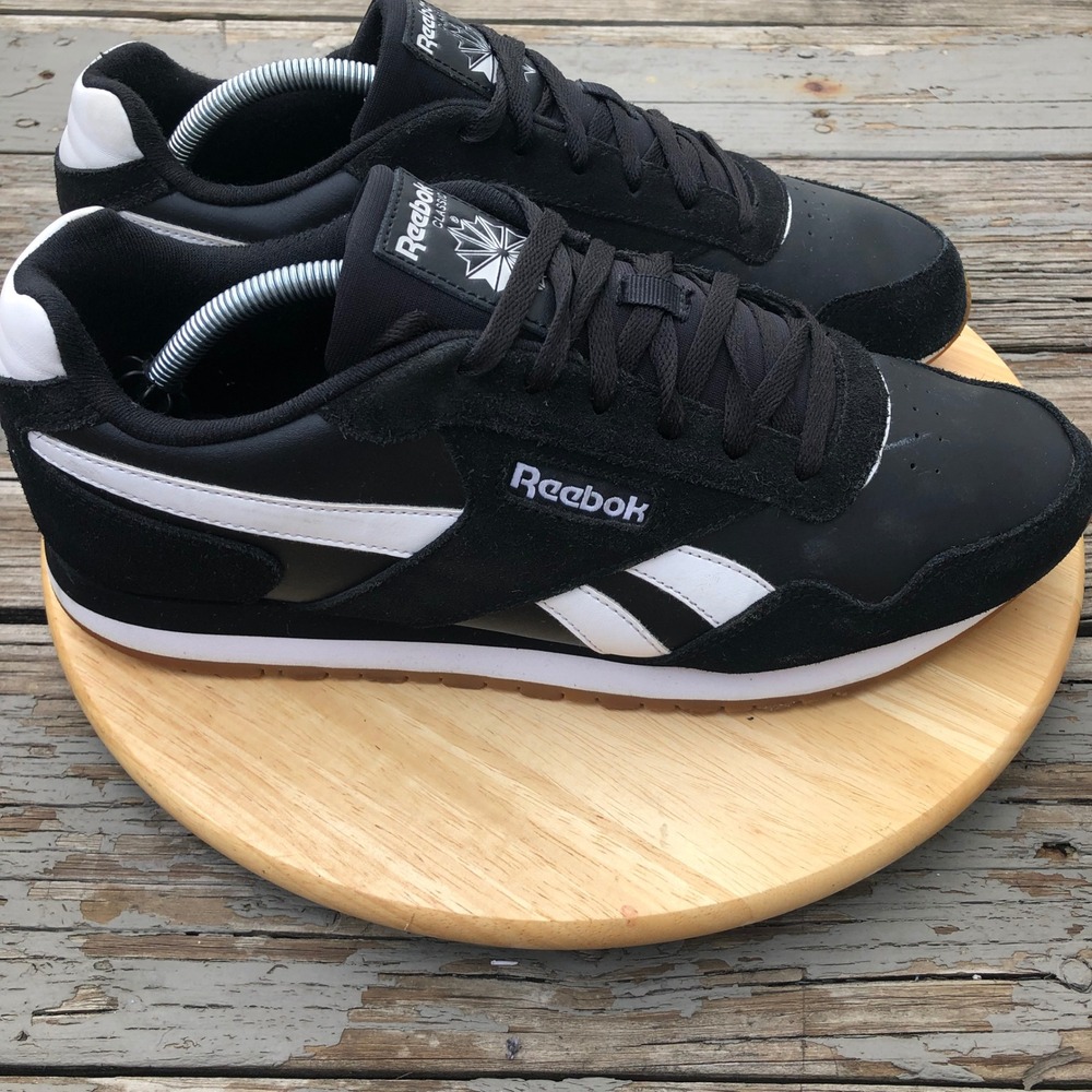 Reebok Classic Harman Run Shoes Men 11.5 US Black White Gum Leather Suede CM9924
